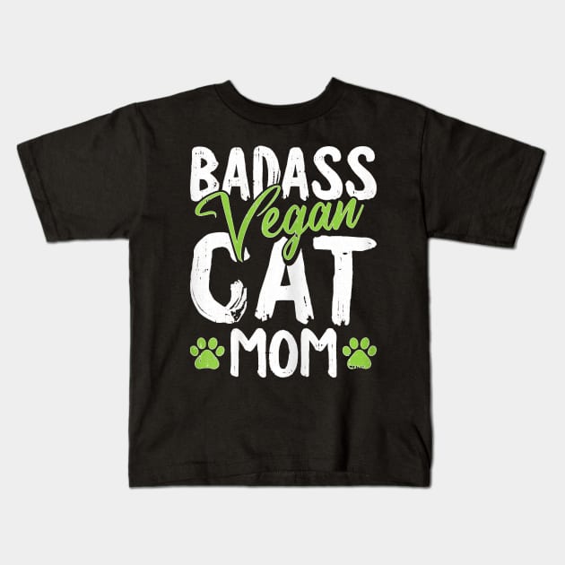 Egan Cat Mom Mothers Day Badass Mama Paw Print Kitten Lover Kids T-Shirt by Mum and dogs